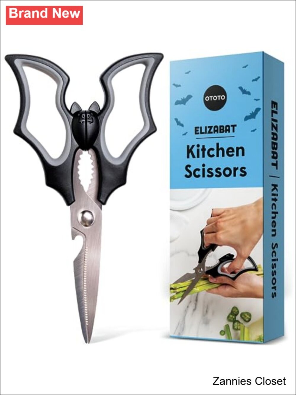 👻 OTOTO Elizabat Bat Kitchen Scissors Stainless Steel Shears Goth Cute